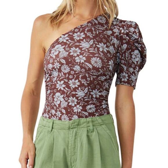Free People • Intimately One-shoulder Floral Print Bodysuit In Java Combo - Picture 3 of 3